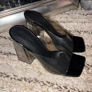 Forever 21 Black and Transparent Block Heels